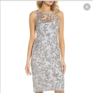 Adrianna Papell Women’s Silver Sequin Shea…